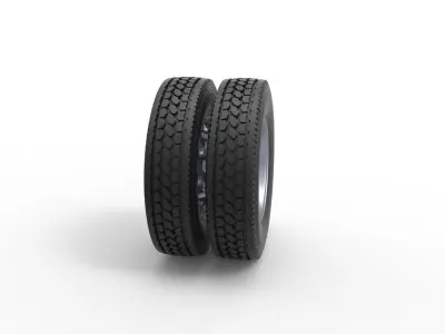 Rear custom wheel of semi truck Scale 1 to 25 3D print model