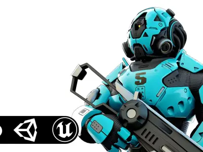 CYBORG SOLDIER RX-800 Rigged for Unreal Engine - Unity - MIXAMO 3D model