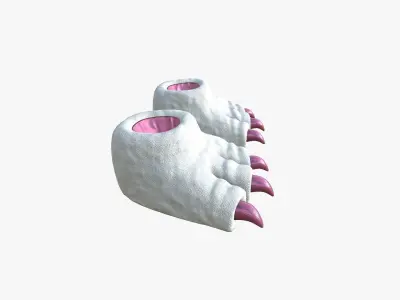 Slippers G09 White Pink Dino Paw - Costume Character Design Low-poly 3D model