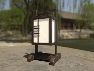 Japanese Wood Lamp Low-poly 3D model