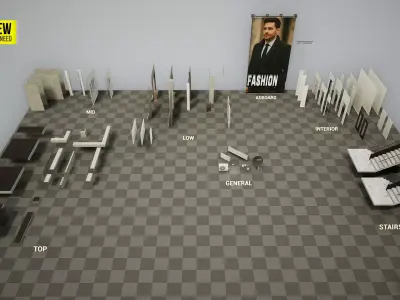 European Buildings - City Office B - Modular - Enterable Low-poly 3D model