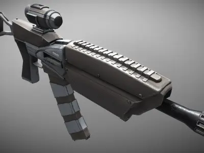 Sci-fi Sniper Battle Rifle Low-poly 3D model