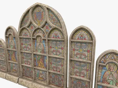 Stained Glass Window Pack Low-poly 3D model