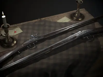 Shotgun Ferguson rifle 1770 Low-poly 3D model