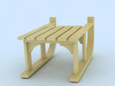 Sled 3d model wooden 3D model