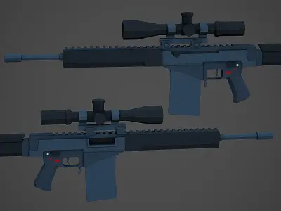 Stylized SVCh Rifle Low Poly Mobile Ready Low-poly 3D model