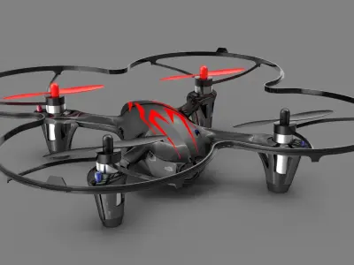 Hubsan X4 H107C BlackRed Propeller Guard Low-poly 3D model