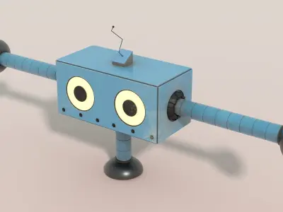 BLBot-00F-V2 Futuristic Adventurer Blue Cute Robot  3D model
