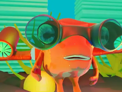 CRAPOO animated frog with goggles Low-poly 3D model
