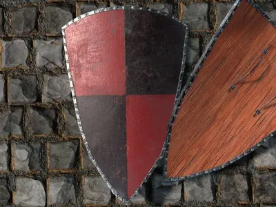 Medieval round shield with coat of arms 9 Low-poly 3D model