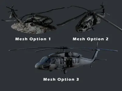 Sikorsky UH60 Black Hawk Military Helicopter Game Ready Pack 01 Low-poly 3D model