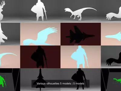Various silhouettes 5 models 3D Model Collection