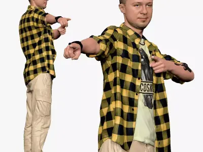 001254 stylish man and palid yellow shirt 3D model