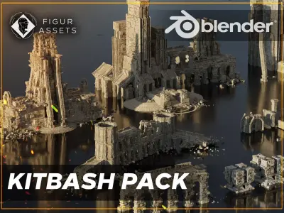 Ancient temple - Ultimate - Old ruins - 3D Kitbash Asset Pack Low-poly 3D model