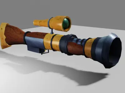 Stylized Handpainted Low Poly BlunderBuss Model Low-poly 3D model