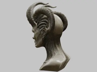 Sci-fi Alien Woman Head Bust Device 3D Model Low-poly 3D model