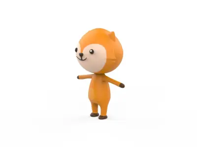 Stylized Character 001 Fox   Low-poly 3D model