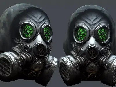 Gas mask helmet 3d model military combat Low-poly  Low-poly 3D model 8