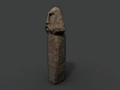 Slavic Wooden Medieval Settlement Totem Statue Low-poly 3D model