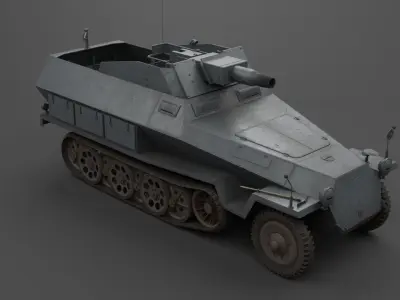 SdKfz 251-9 Stummel Infantry Support Vehicle Low-poly 3D model