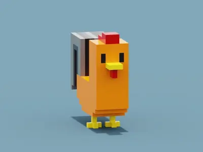 Voxel Cockerel Chicken Low-poly 3D model