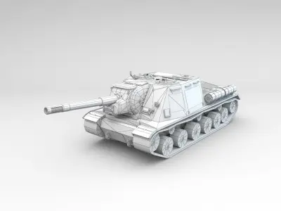 Low Poly ISU 152 self propelled gun Low-poly 3D model