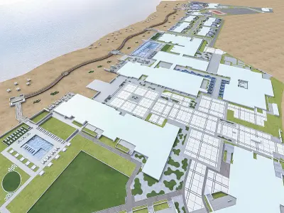 Beach Residence Resort Low-poly 3D model