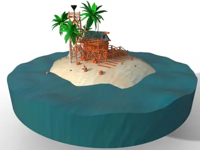 House on the sea Low-poly 3D model