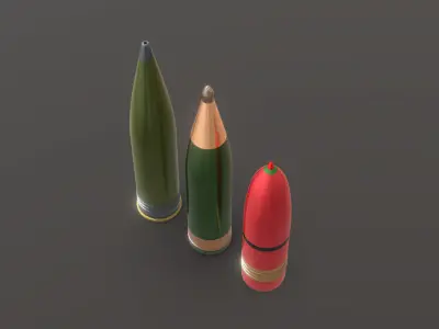 Heavy Artillery Shells 3 in 1  Low-poly 3D model