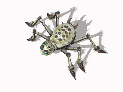 White Spider Insect Animated Funny Cartoon Low-poly 3D model