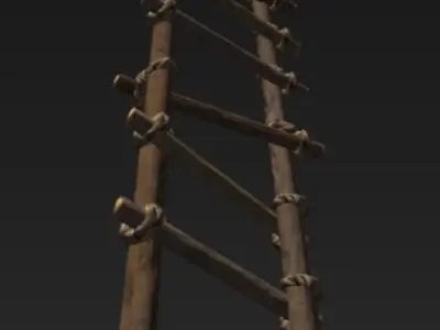 Wooden Ladder Low-poly 3D model