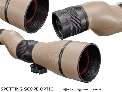 Spotting Scope Optic  3 Colors Low-poly 3D model