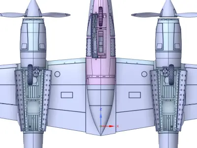 P-38J Lightning 3D print model