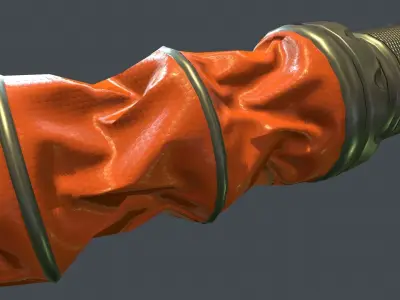 Corrugated Hose PBR Game Ready Low-poly 3D model