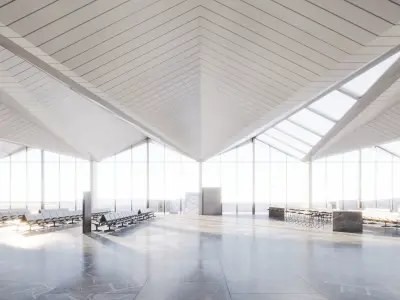 Airport building in water 3D model