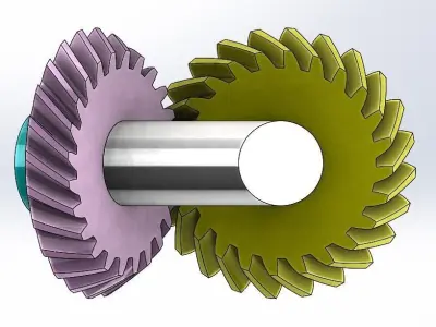 Simple spiral bevel gear set-2 gears-t24m1deg60 Free 3D print model
