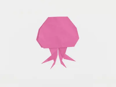 Origami Jelly fish Low-poly 3D model