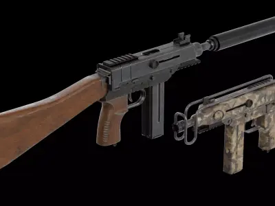 Skorpion vz68 submachine gun Low-poly 3D model
