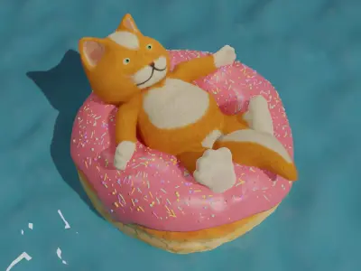 Donut cat Free low-poly 3D model