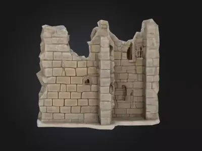 Ruined Fortress Model Low-poly 3D model