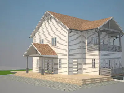 Cottage House 1 Low-poly 3D model