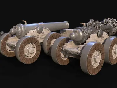 Chinese Zodiac Animals Cannon Low-poly 3D model