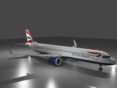 British airways airbus a321neo 3d model Low-poly 3D model