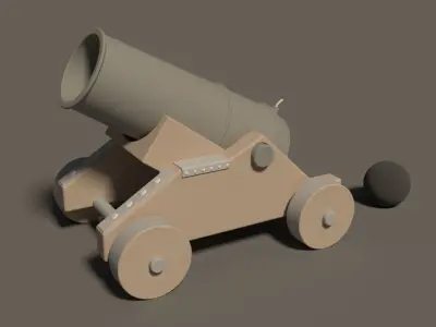 Cannon with textured parts Free 3D model