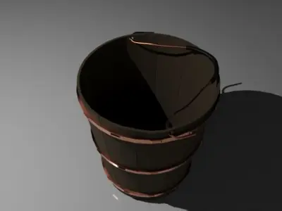 old wooden bucket Low-poly 3D model purchase