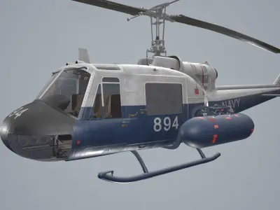 Bell UH-1B Australian Navy Basic Animation Low-poly 3D model