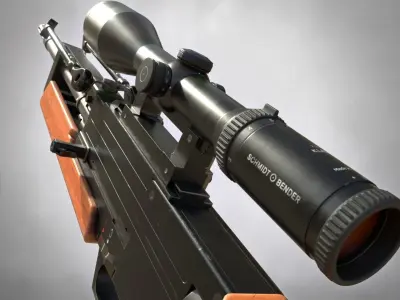 WA 2000 Sniper Rifle PBR Low-poly 3D model