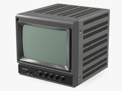 Vintage Black And White Video Monitor 3D model