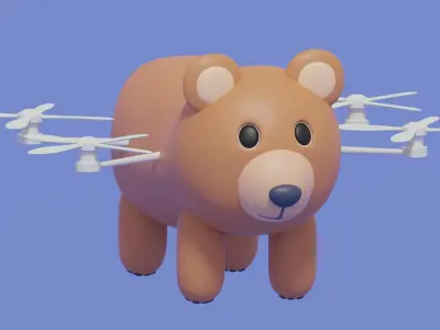 Cartoon Cute Bear Animal Drone 3D model