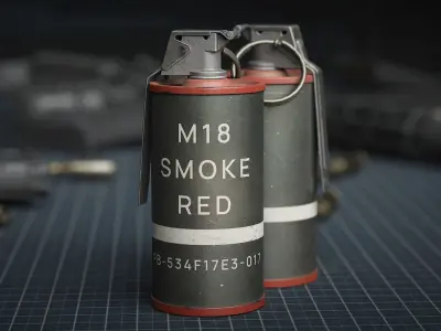 Game Ready M18 RED Flash Grenade Low-poly 3D model